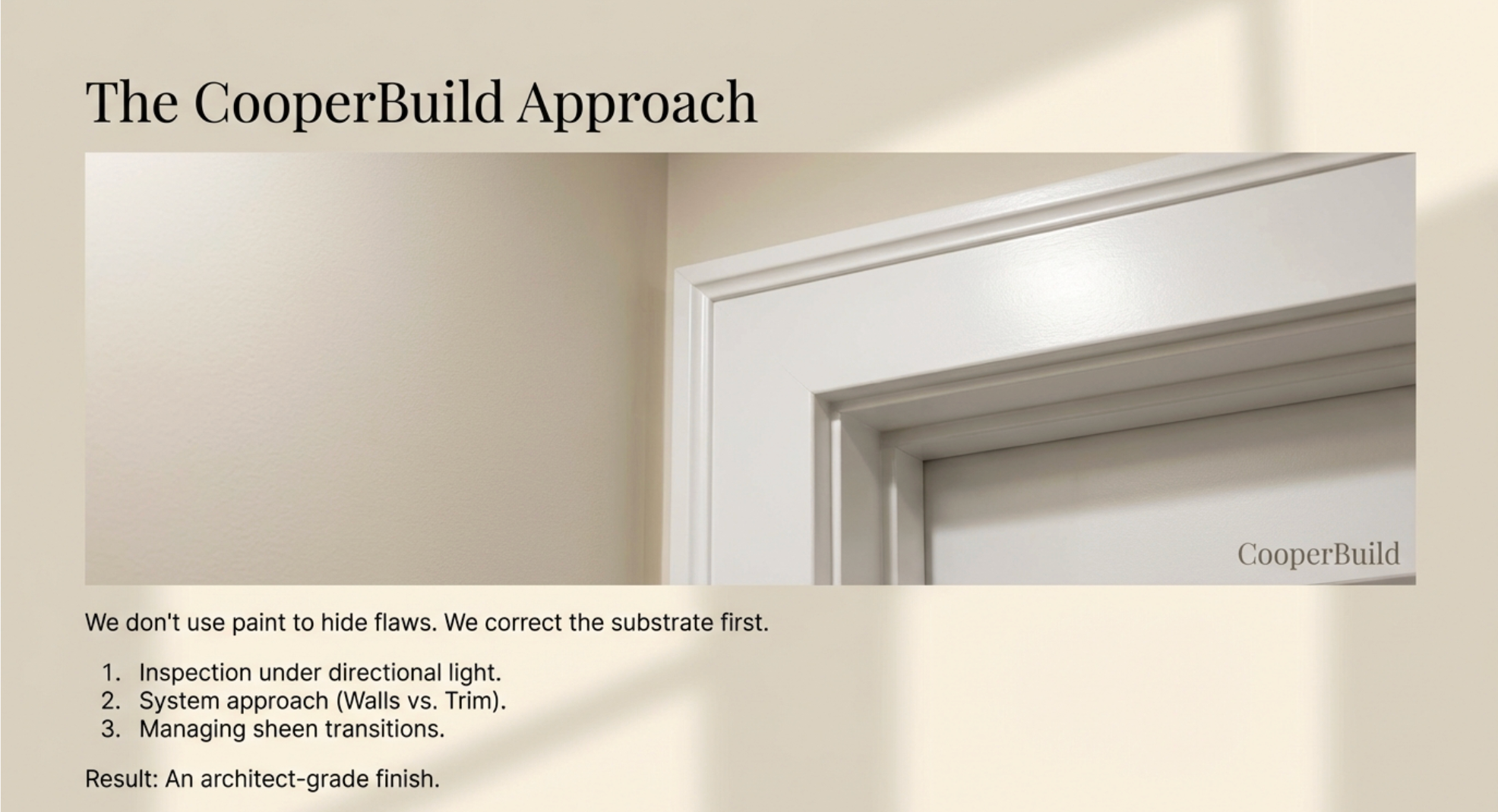 CooperBuild high-end interior painting approach on matte paints