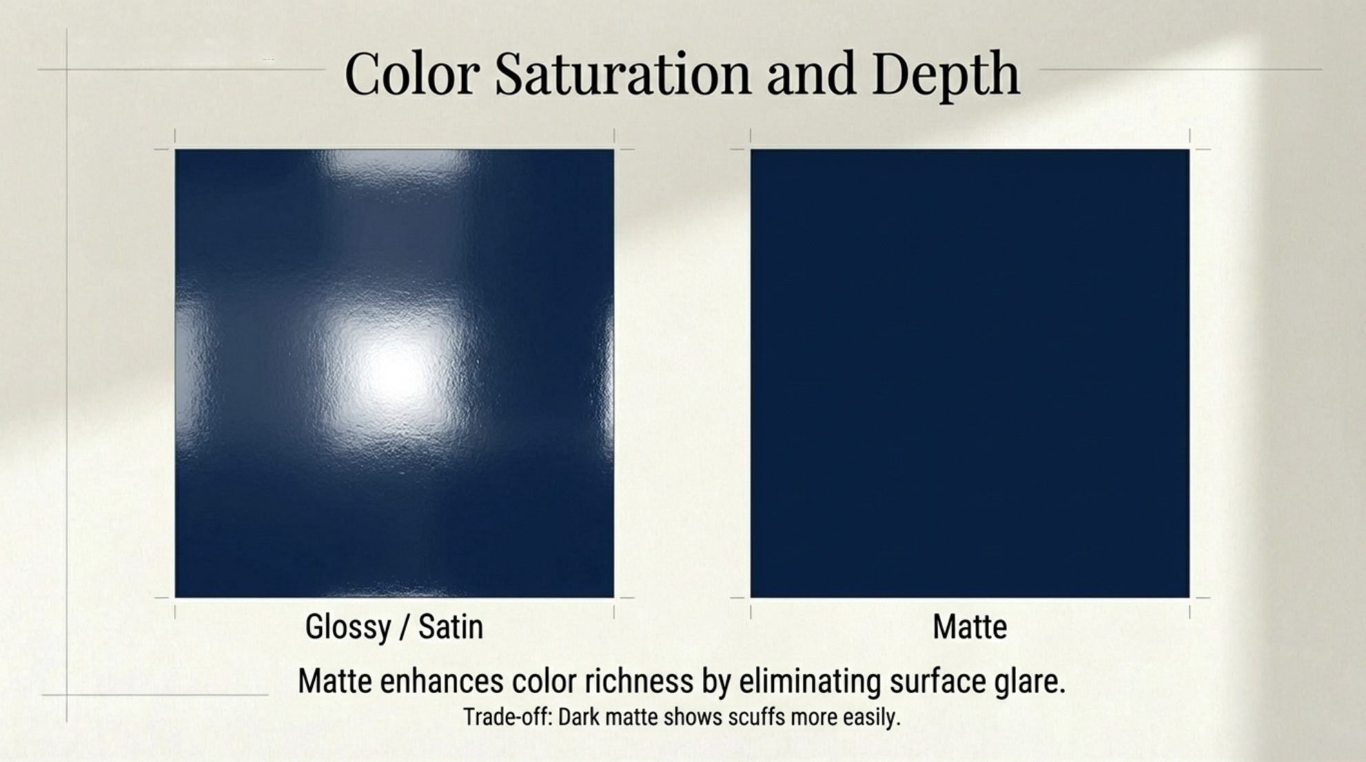 color saturation and depth of glossy/satin vs matte paint finish