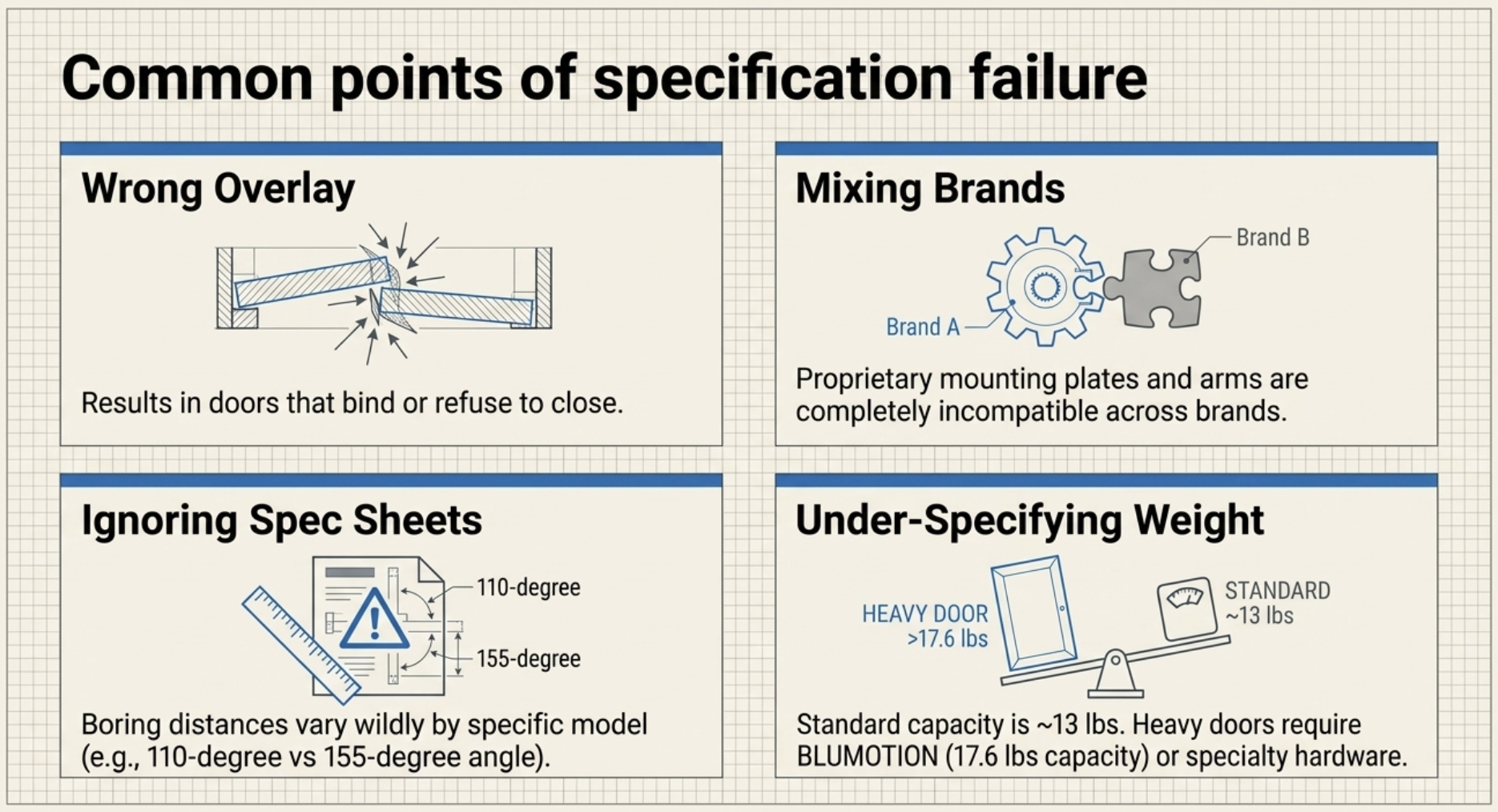 Common mistakes when specifying concealed cabinet hinges